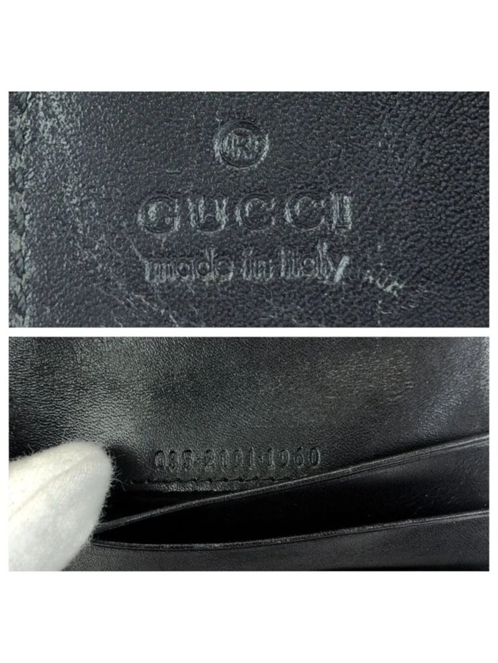 Gucci Black Silver Leather 035 Fold Wallet Compact